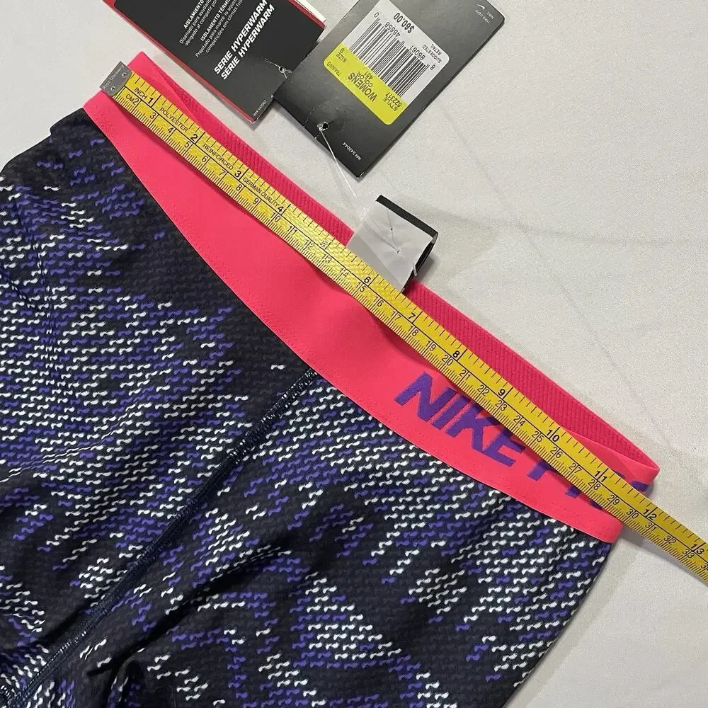 Nike‎ Pro Hyperwarm Women’s S Leggings Purple Geometric Nordic Print Pink Waist